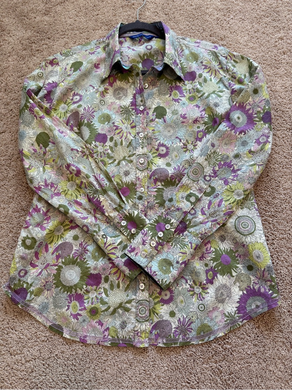 Georg Roth Floral Button-Down Shirt in Olive & Purple - Women's